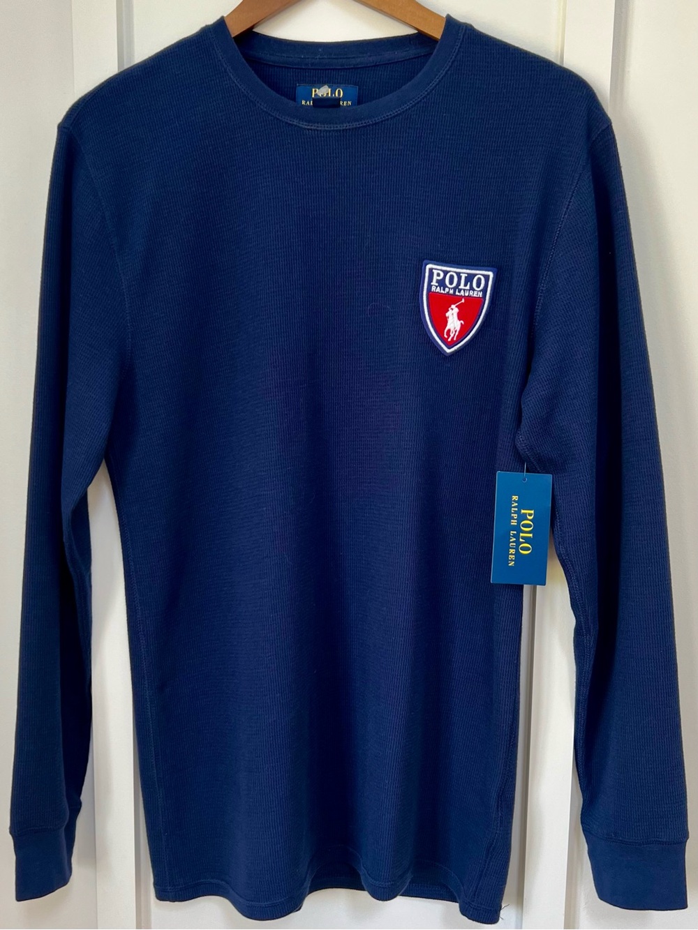 Polo by Ralph Lauren Navy Thermal/Sleepwear Top with Embroidered Patch.